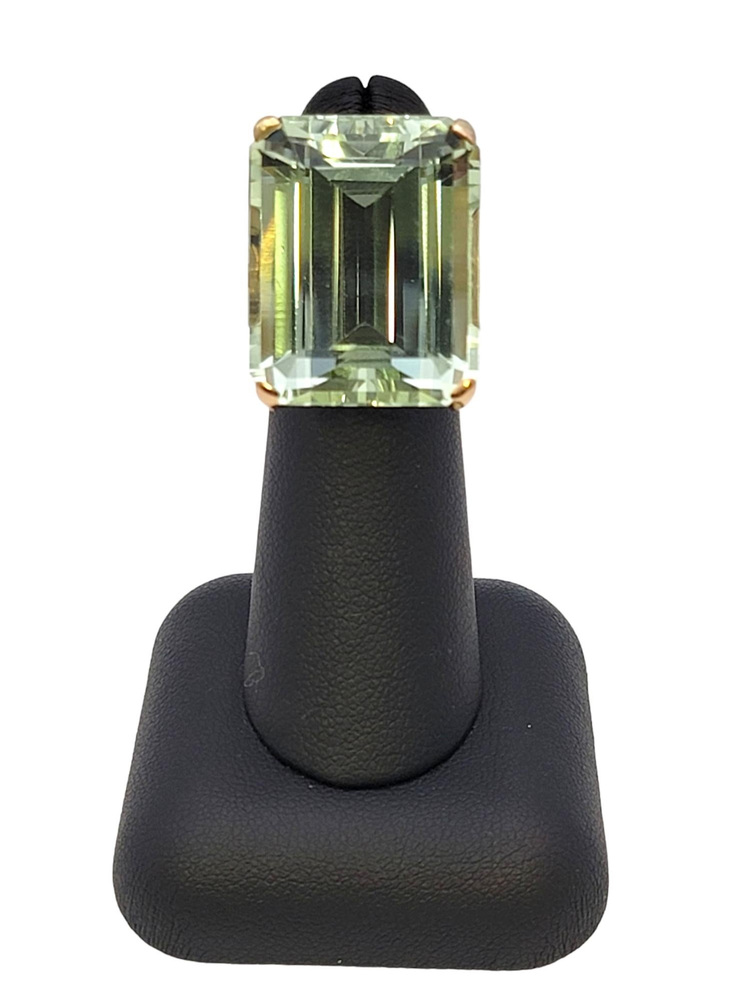 Huge 46.21 Carat Emerald Cut Unheated Aquamarine Ring in 14 Karat Rose Gold  For Sale 10