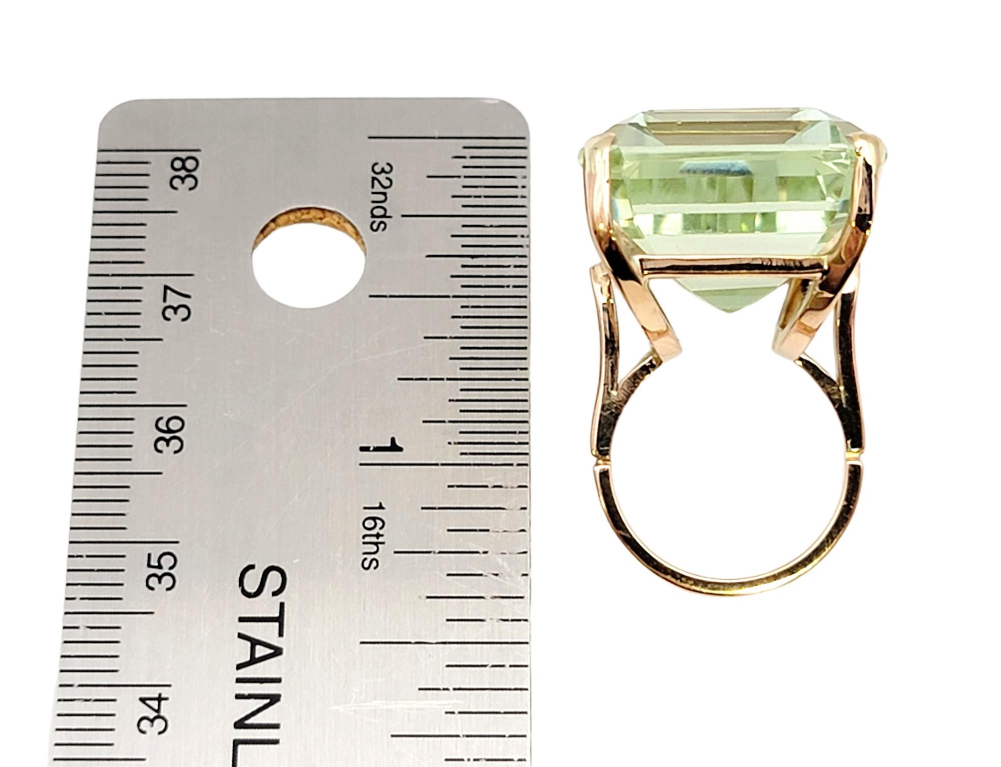 Huge 46.21 Carat Emerald Cut Unheated Aquamarine Ring in 14 Karat Rose Gold  For Sale 12