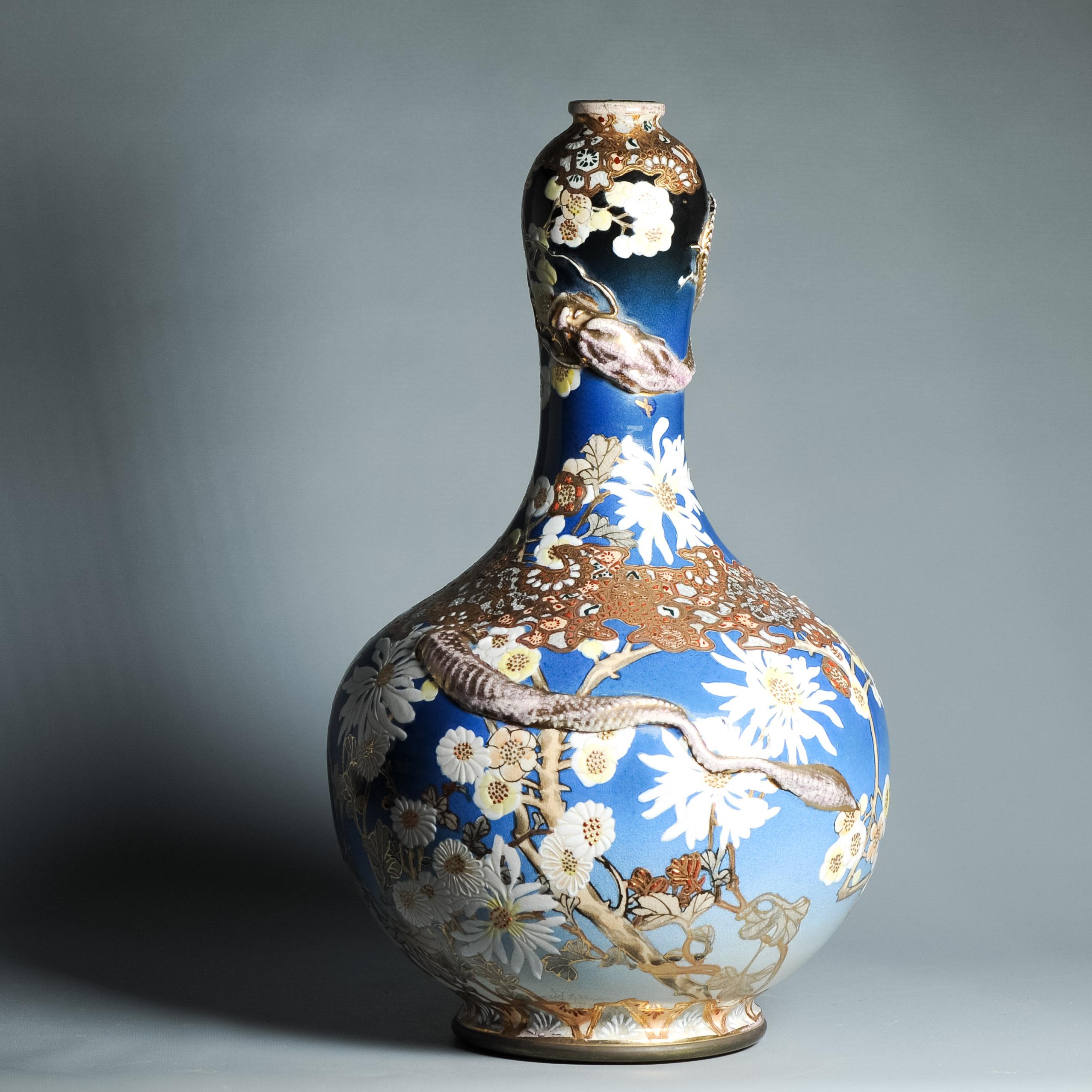 Énorme vase japonais Satsuma de 46CM de style ancien Taizan Yohei d'époque Meiji en vente 5