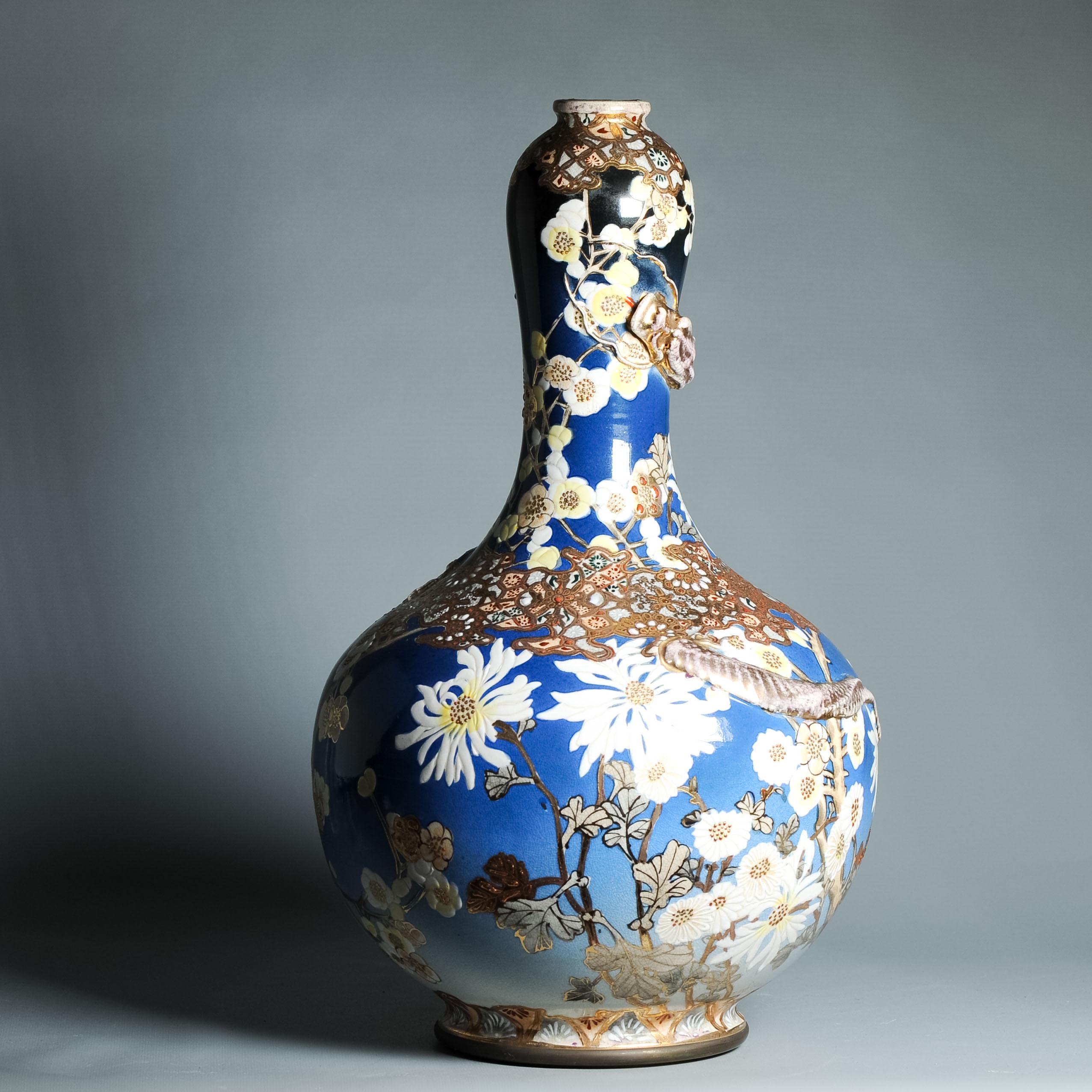 Énorme vase japonais Satsuma de 46CM de style ancien Taizan Yohei d'époque Meiji en vente 8