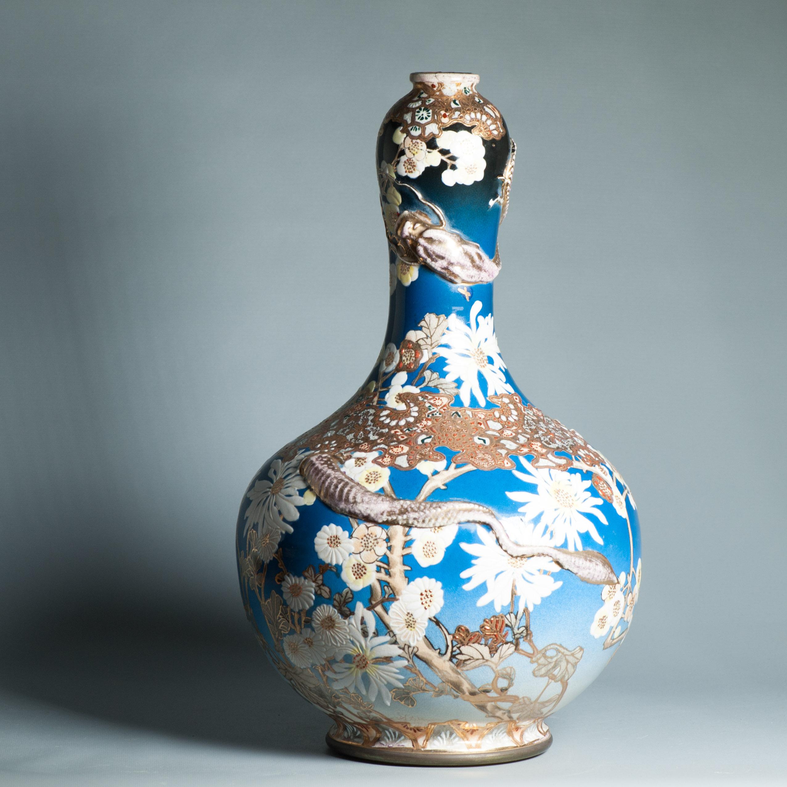 Énorme vase japonais Satsuma de 46CM de style ancien Taizan Yohei d'époque Meiji en vente 14
