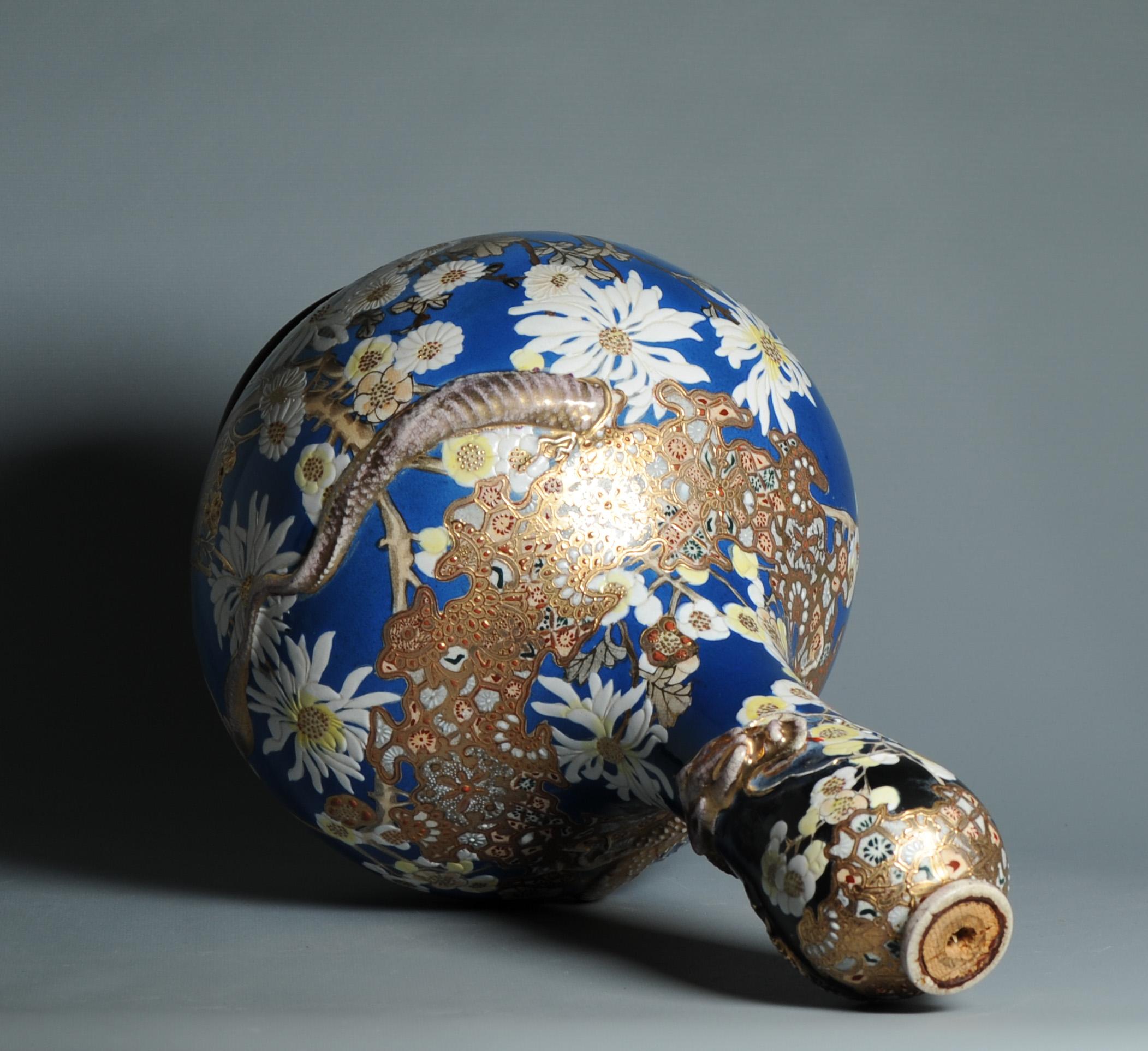 Énorme vase japonais Satsuma de 46CM de style ancien Taizan Yohei d'époque Meiji en vente 4