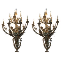 Huge, 4ft tall, French baroque wall lights, solid bronze (pair available)