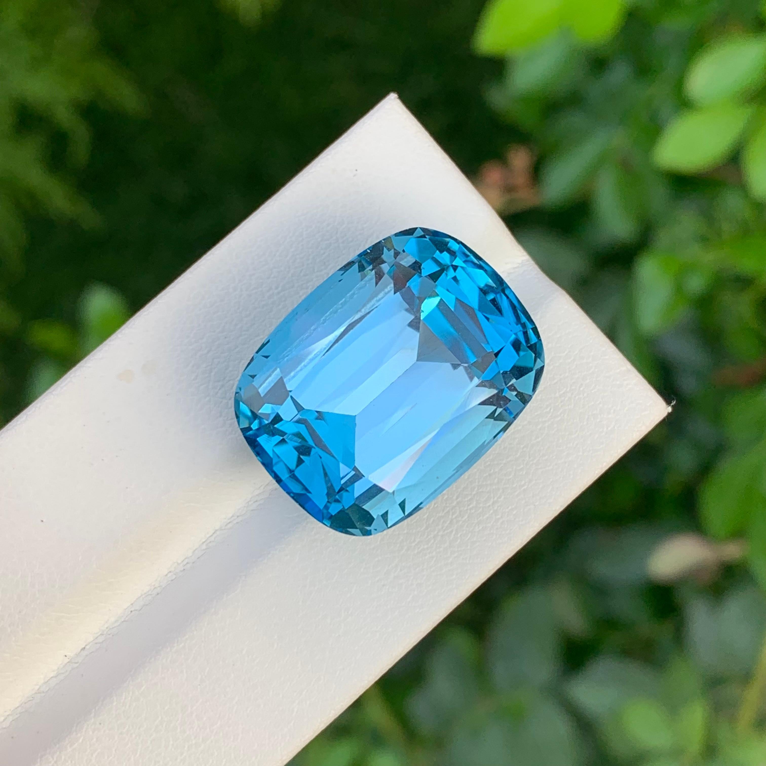 Cushion Cut Huge 50 Carat Faceted Swiss Blue Topaz Cushion Shape Gemstone For Necklace For Sale