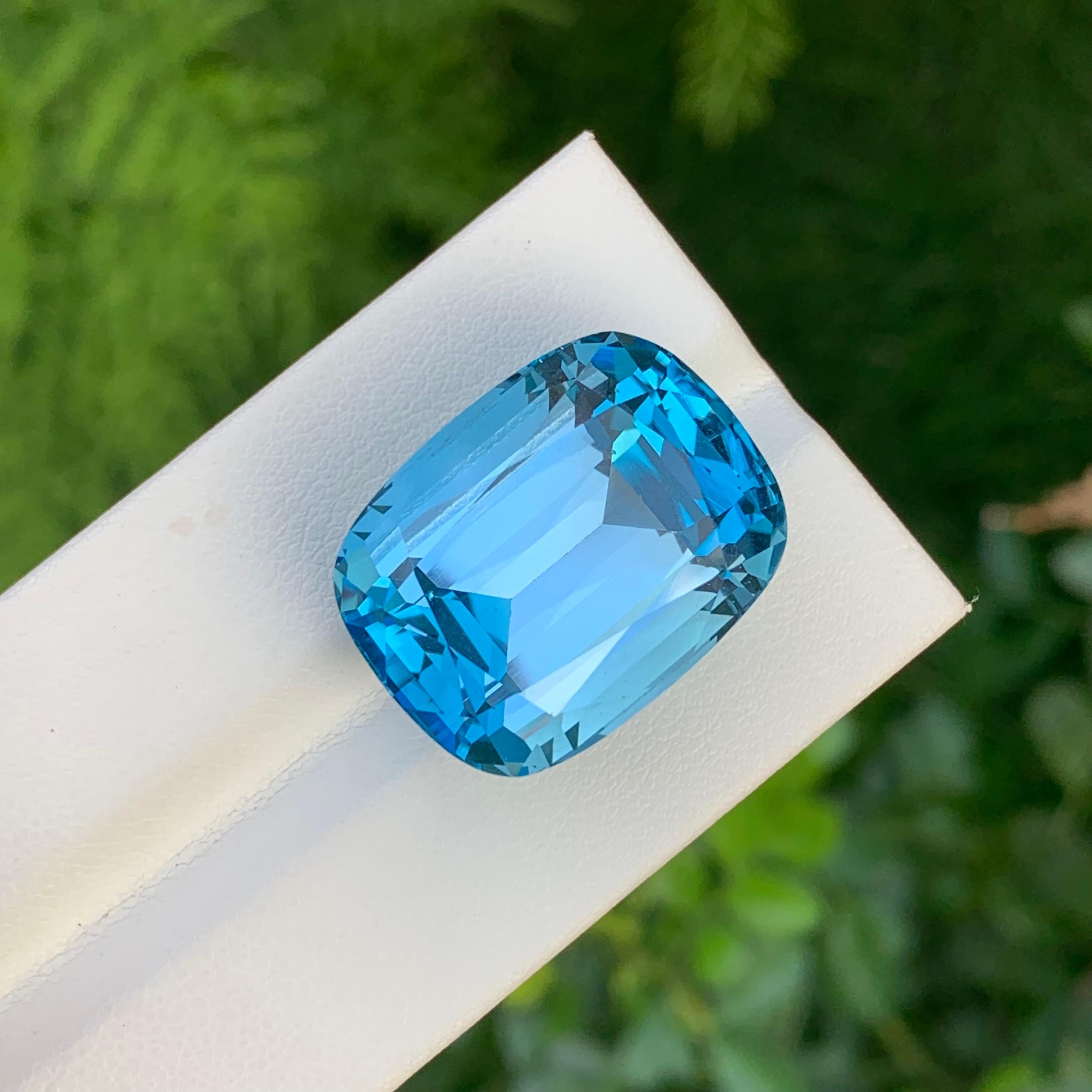 Huge 50 Carat Faceted Swiss Blue Topaz Cushion Shape Gemstone For Necklace For Sale 1