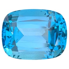 Huge 50 Carat Faceted Swiss Blue Topaz Cushion Shape Gemstone For Necklace