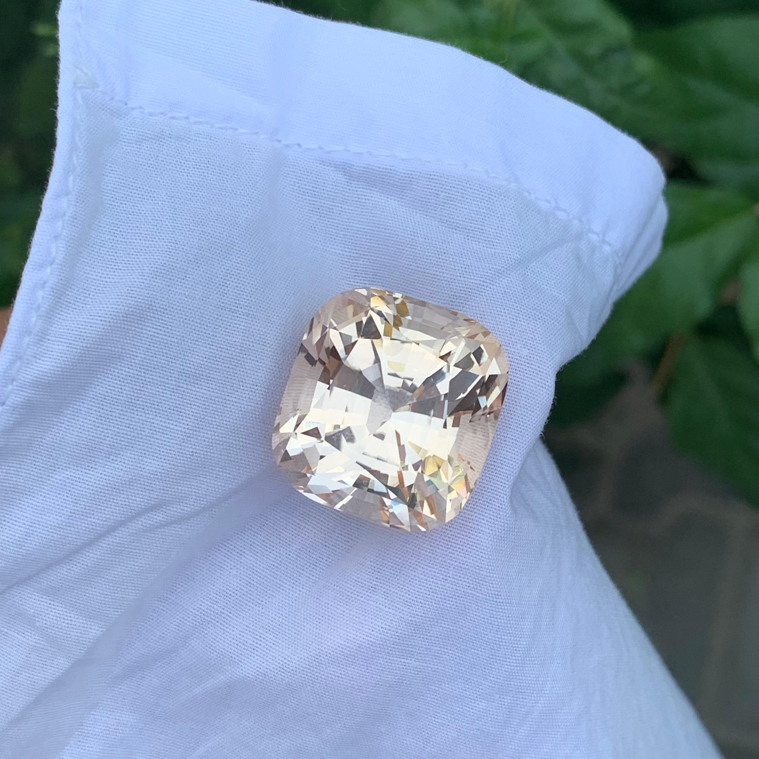 Arts and Crafts Enorme pietra Morganite sfaccettata naturale da 50,00 carati a forma di cuscino in vendita