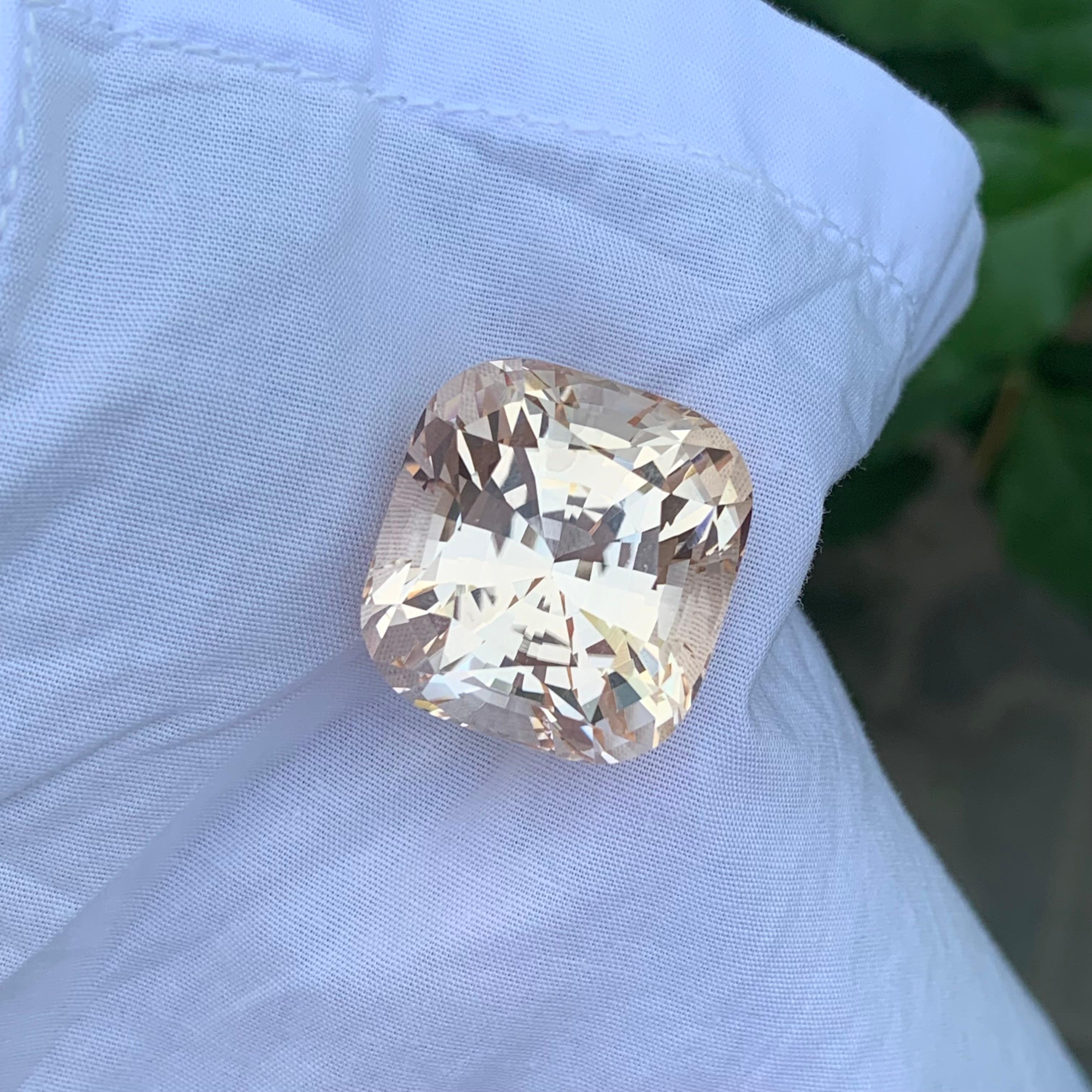 Enorme pietra Morganite sfaccettata naturale da 50,00 carati a forma di cuscino in vendita 1