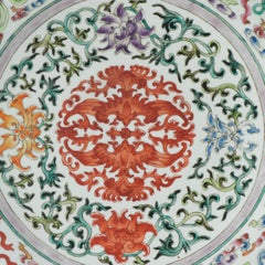 Huge 51CM 19C Chinese Porcelain 'Phoenix and Buddhist Emblems' charger