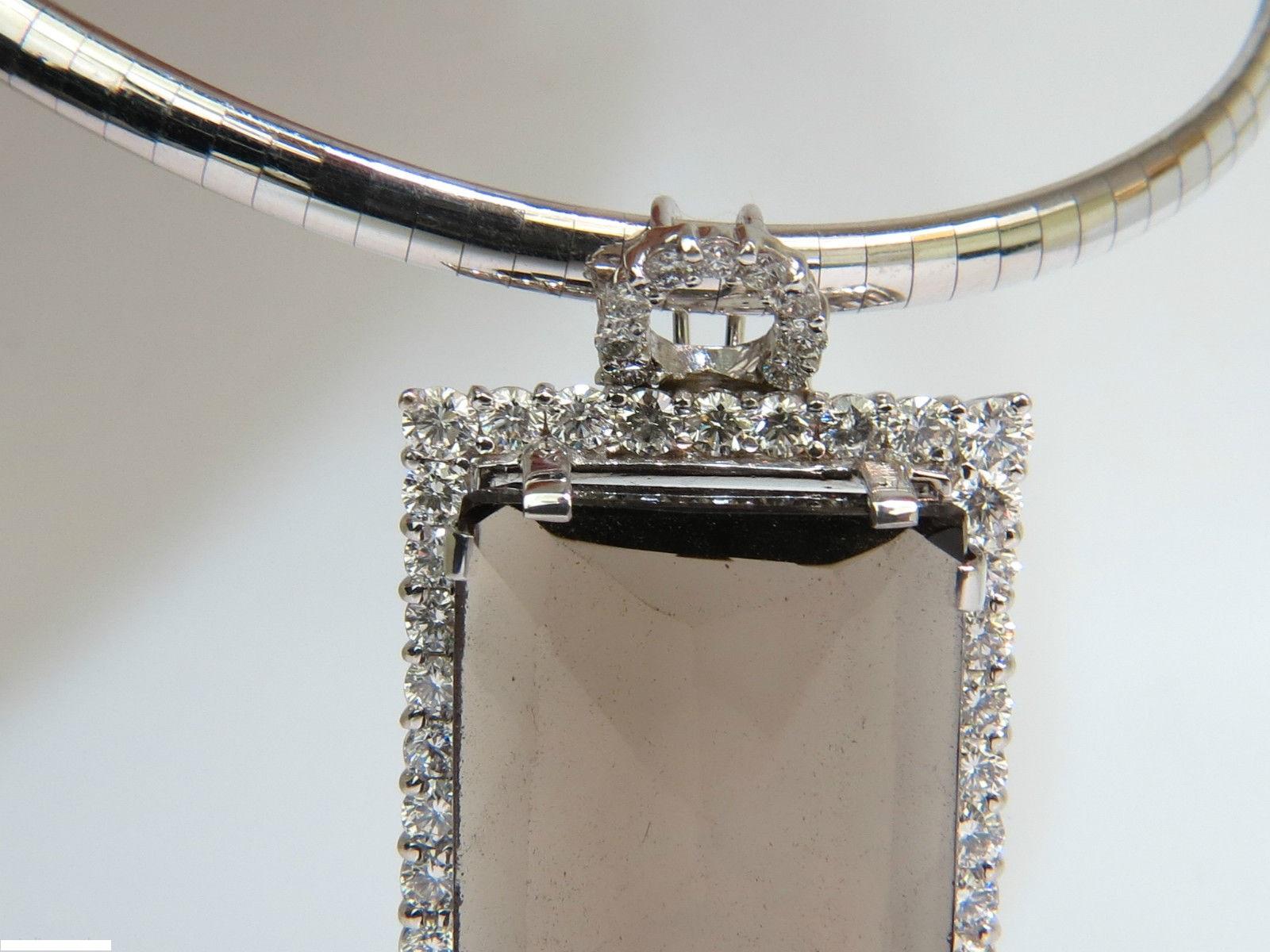 da uomo o donna Enorme collana di diamanti con topazio marrone naturale da 52,34 carati e Omega 14KT A+ in vendita