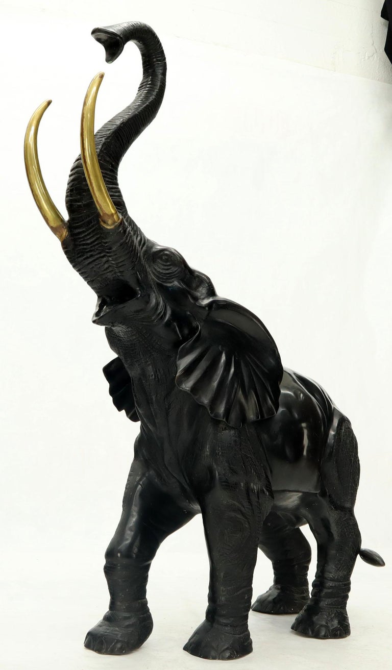 Huge 55” Tall High Bronze Elephant Sculpture For Sale at 1stDibs