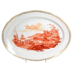 Antique Huge Meissen Platter, Kauffahrtei / Seeprospekt