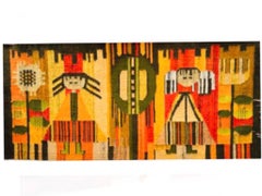 SALE 60s Polish E. Keszycka Cepelia Ackerman Style Kilim Wall Tapestry Hanging