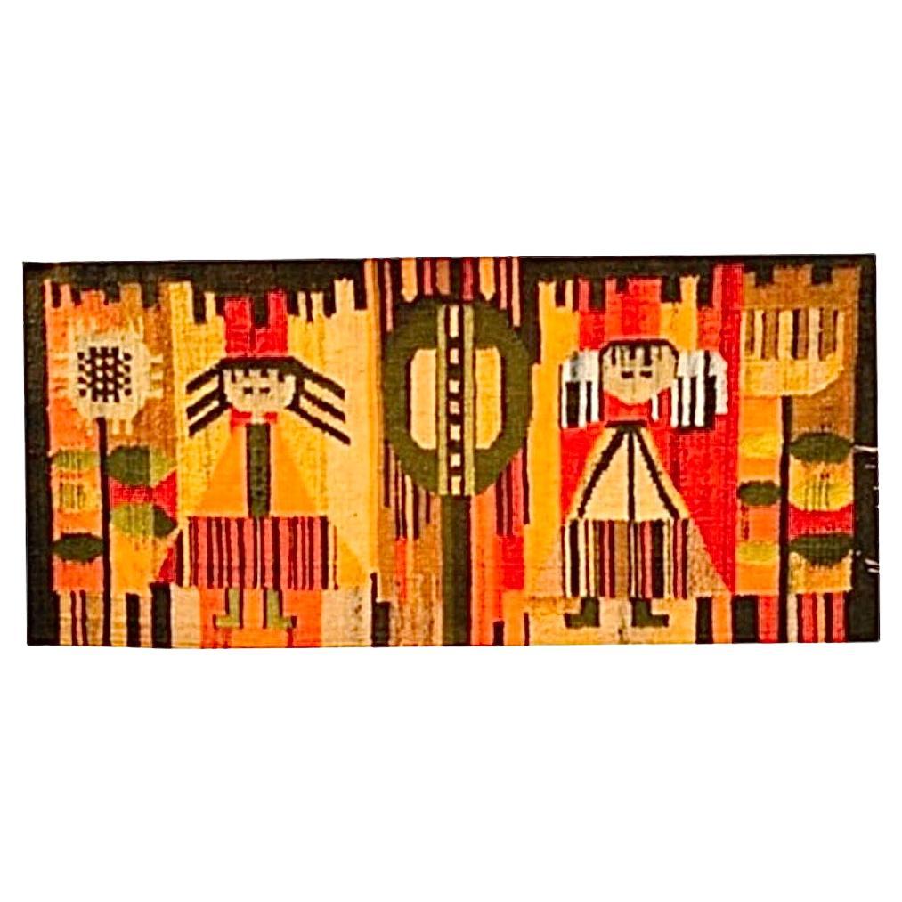 Huge 60s Polish E. Keszycka Cepelia Ackerman Style Kilim Wall Tapestry Hanging