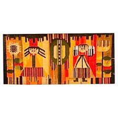 Grande tenture murale Kilim de style Cepelia Ackerman de E. Keszycka, Pologne, années 60