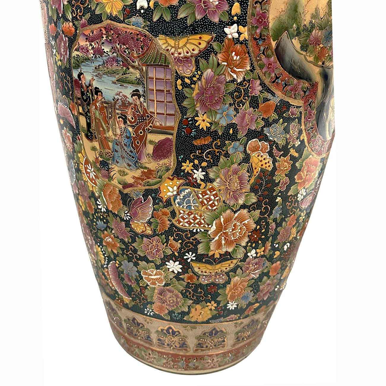 Porcelain Huge Mid-20th Century Chinese Hand Painted Rose Medallion Floor Vase