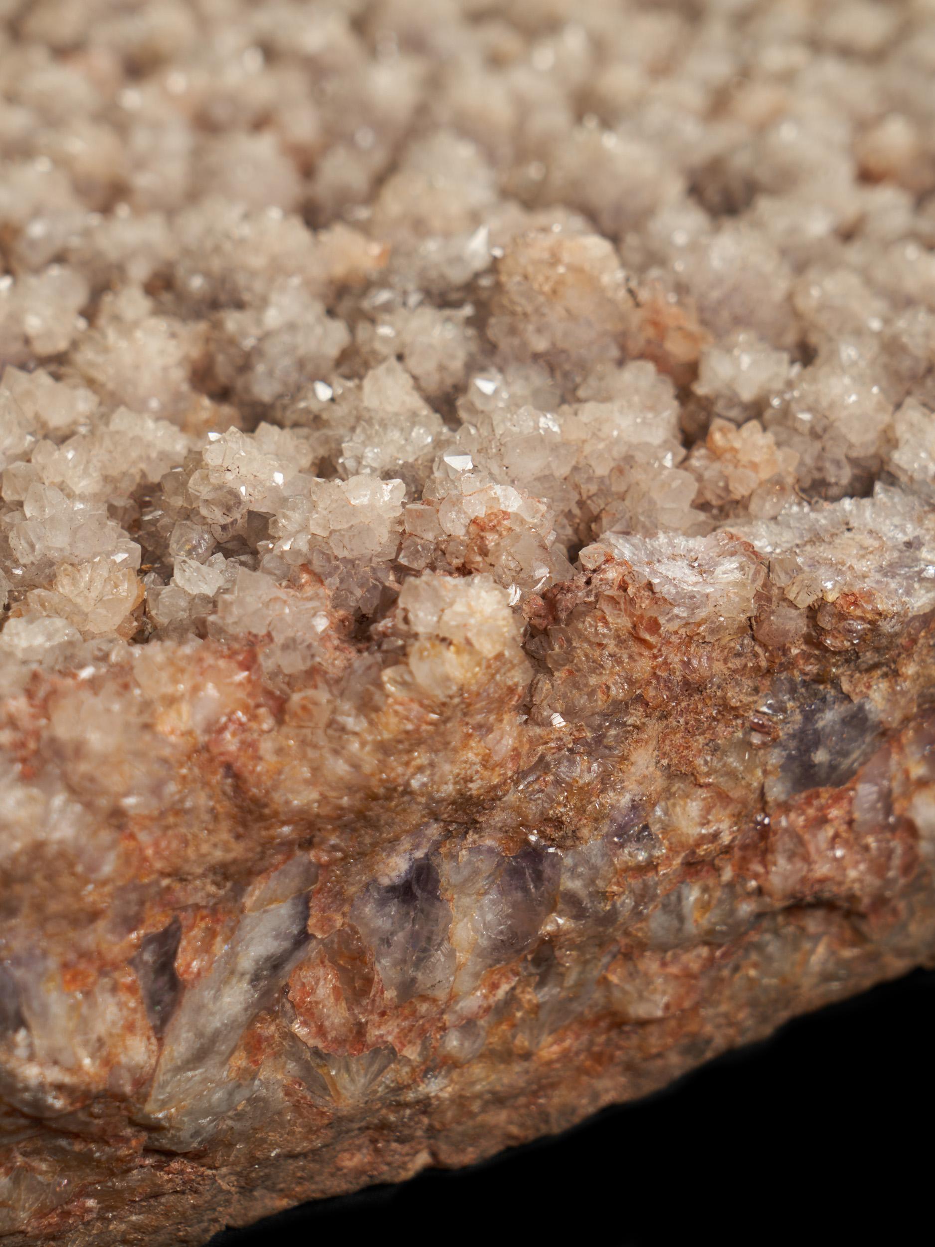 Hand-Carved Huge Pinkish Quartz Crystal Covered Rock