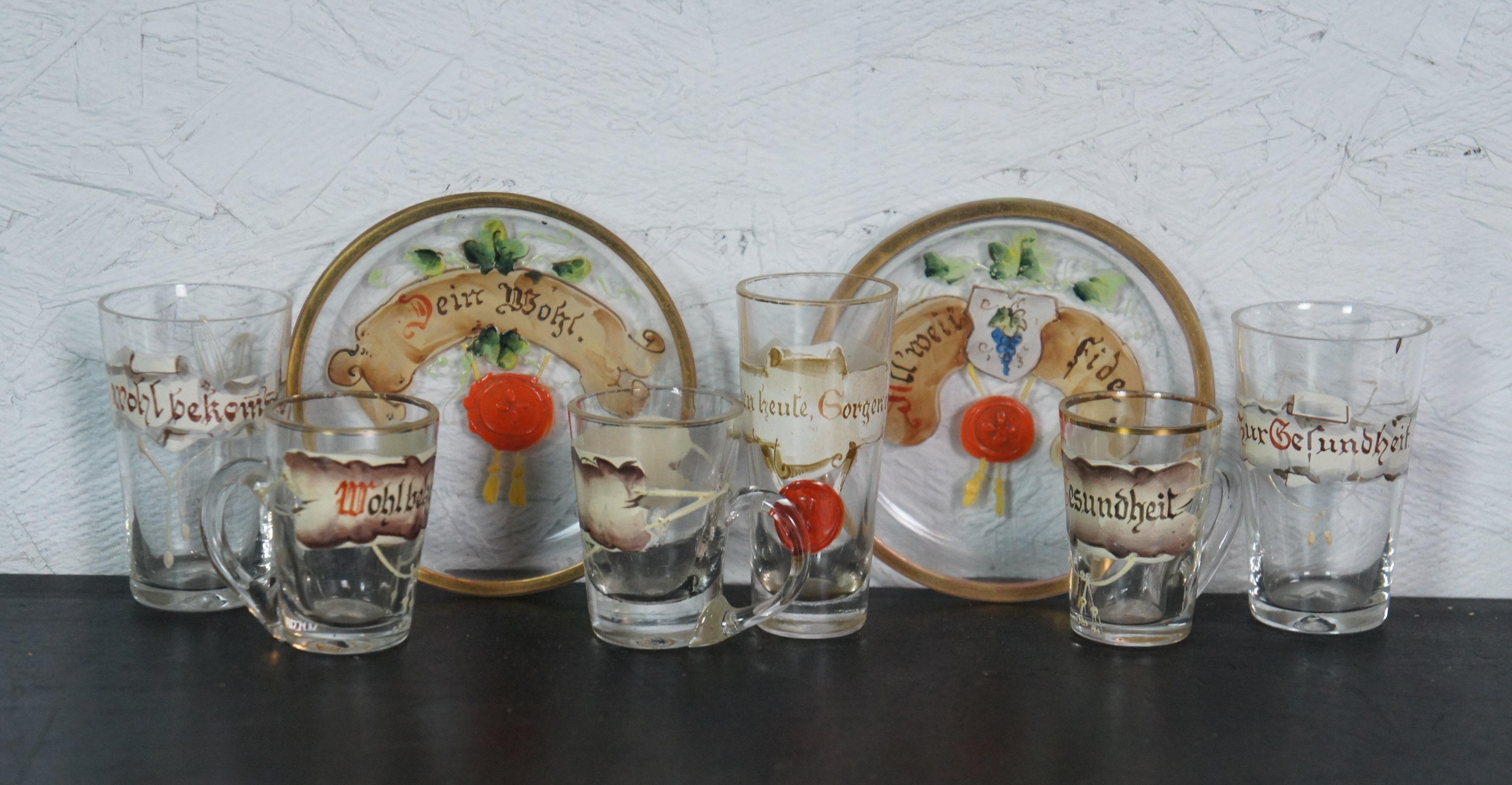 Massiver 83-teiliges antikes deutsches böhmisches emailliertes Glas-Wachs-Siegel-Bargeschirr aus Böhmen im Angebot 7