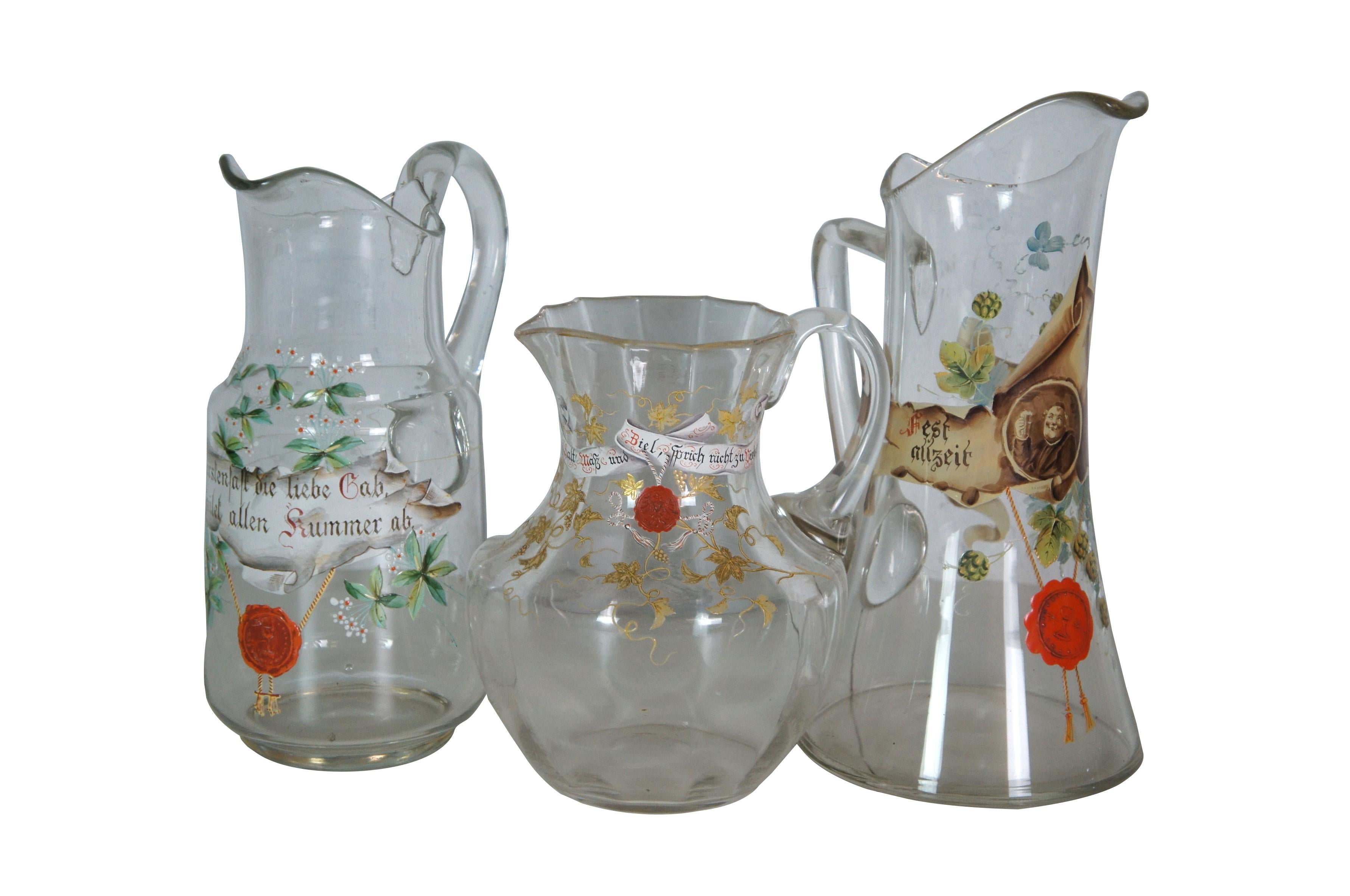Massiver 83-teiliges antikes deutsches böhmisches emailliertes Glas-Wachs-Siegel-Bargeschirr aus Böhmen (Böhmisch) im Angebot