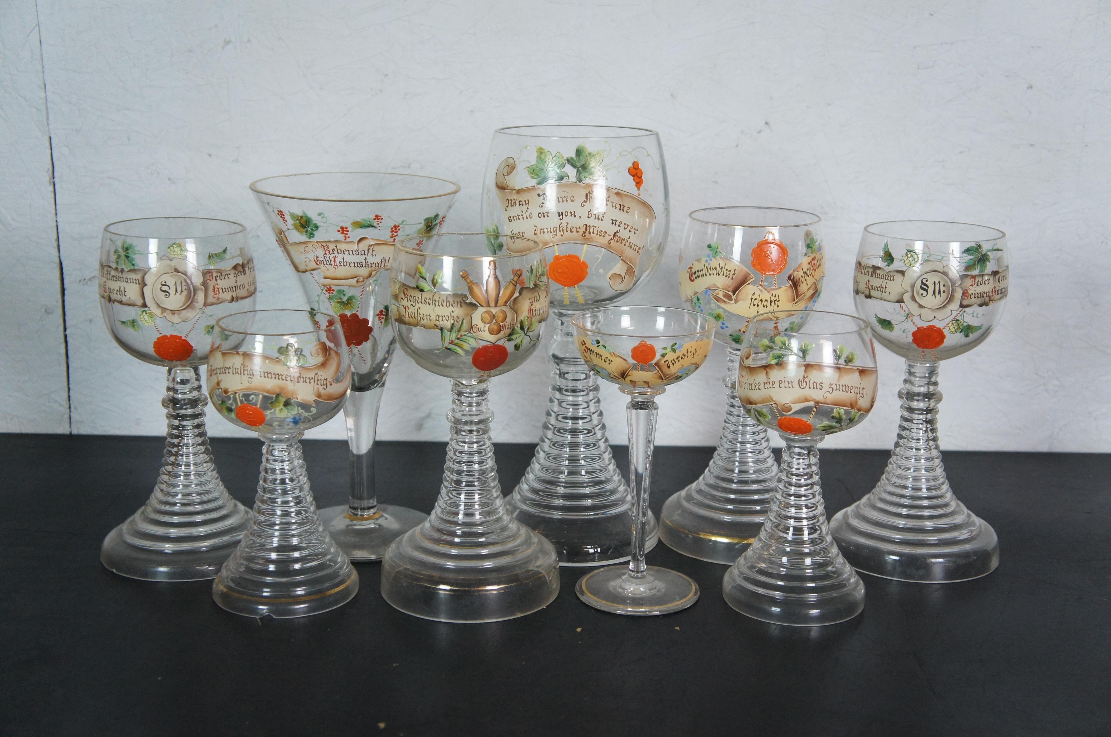 Massiver 83-teiliges antikes deutsches böhmisches emailliertes Glas-Wachs-Siegel-Bargeschirr aus Böhmen im Angebot 1
