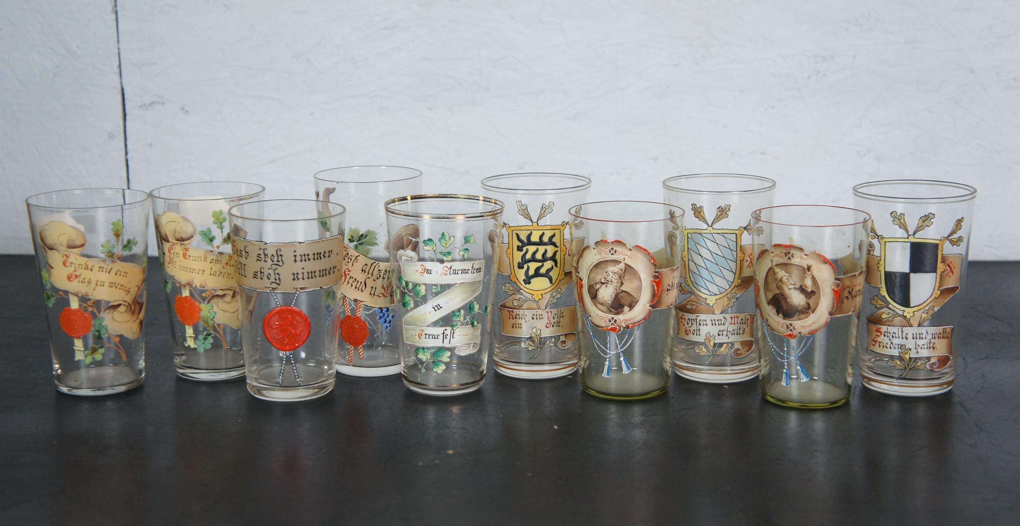 Massiver 83-teiliges antikes deutsches böhmisches emailliertes Glas-Wachs-Siegel-Bargeschirr aus Böhmen im Angebot 4