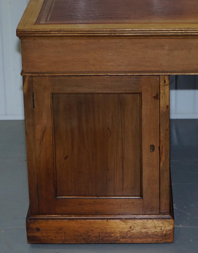 Huge 9Drawer 2Cupboard Double Sided Twin Pedestal Partner Desk Oxblood Leather at 1stDibs