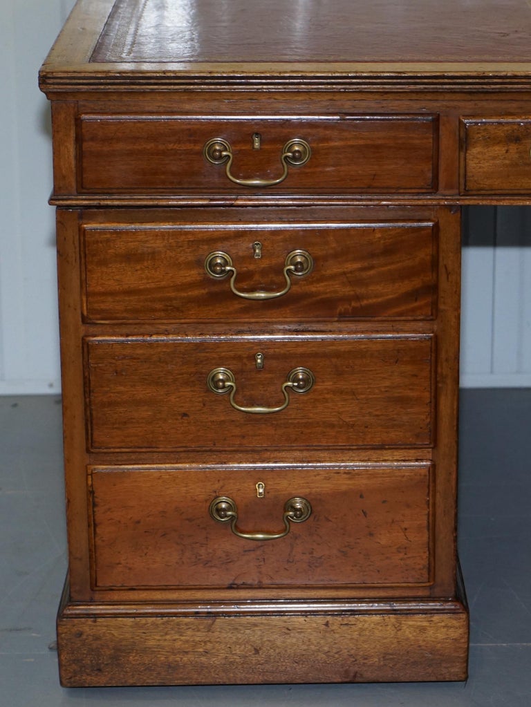Huge 9Drawer 2Cupboard Double Sided Twin Pedestal Partner Desk Oxblood Leather at 1stDibs