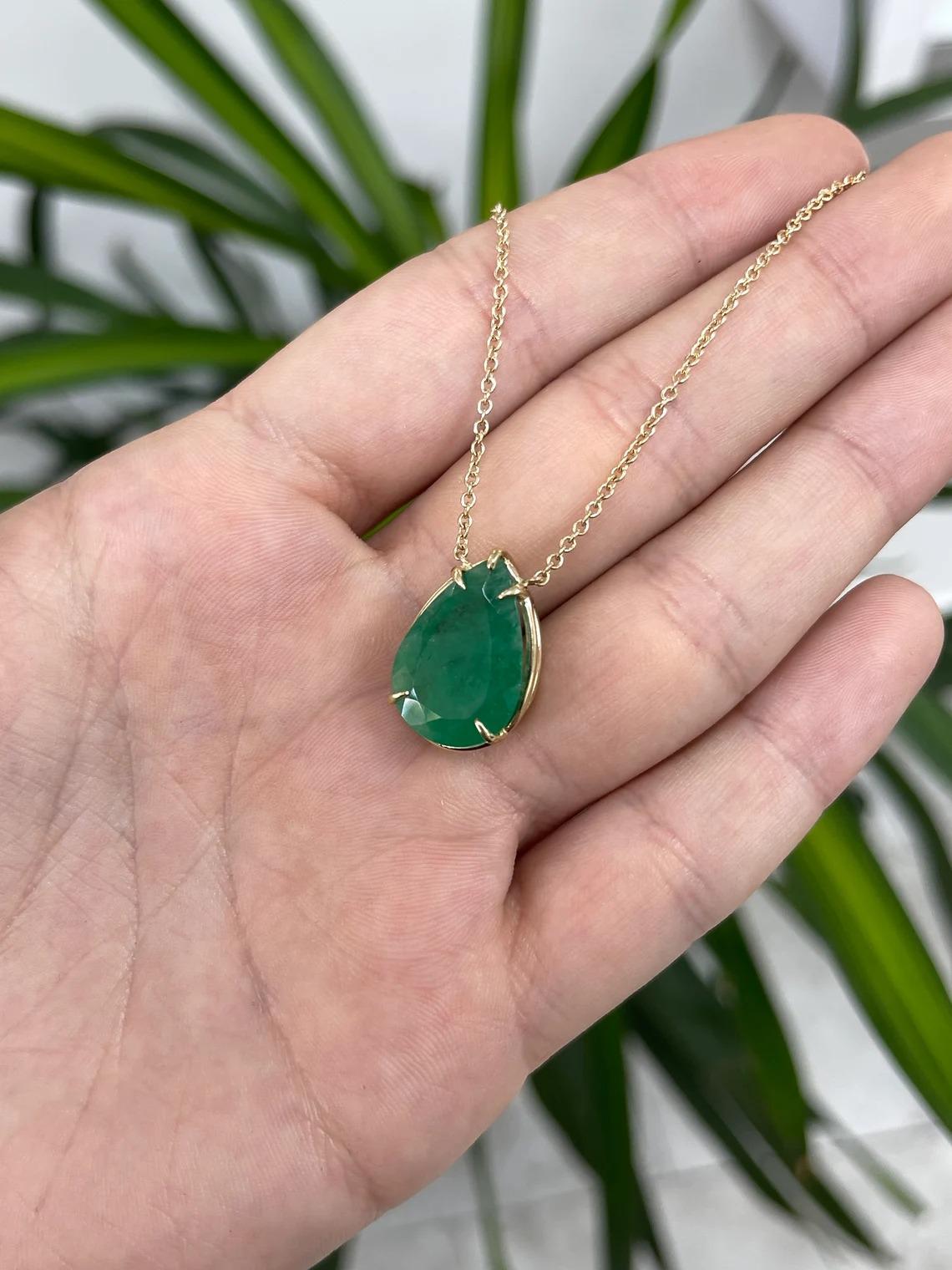 JaipurJewels 658 Ct Earth Mined Green Emerald Beaded Necklace – Pear Shape Strand