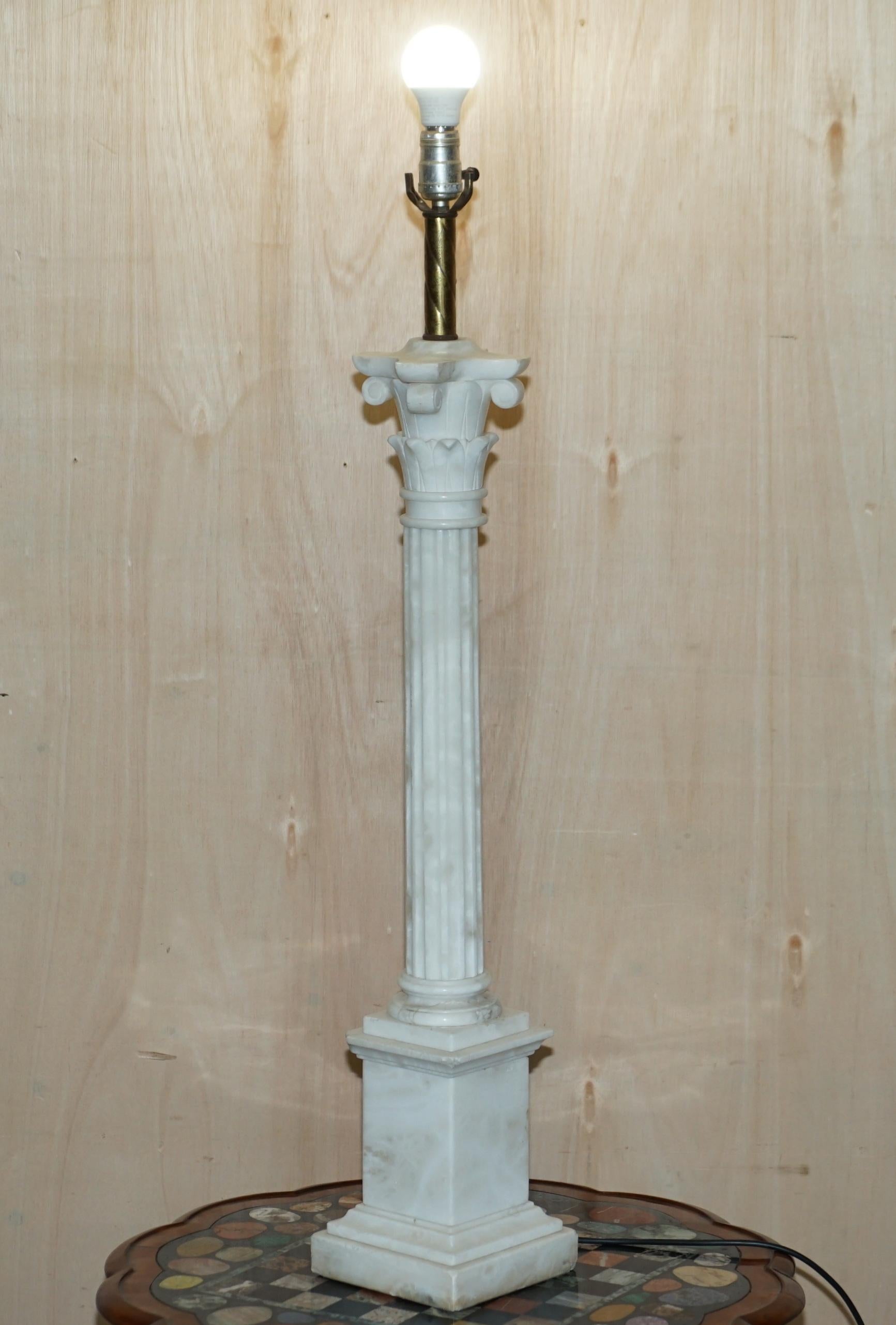 We are delighted to offer for sale this absolutely stunning, very large solid Italian Carrara Marble table lamp

This lamp is very collectable, it is exceptionally large for its type, nearly 1 meter tall

We have cleaned the lamp, it has various