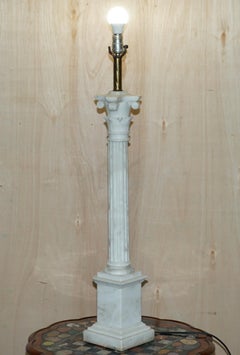 Huge 96cm Tall Antique Corinthian Pillar Italian Carrara Marble Table Lamp