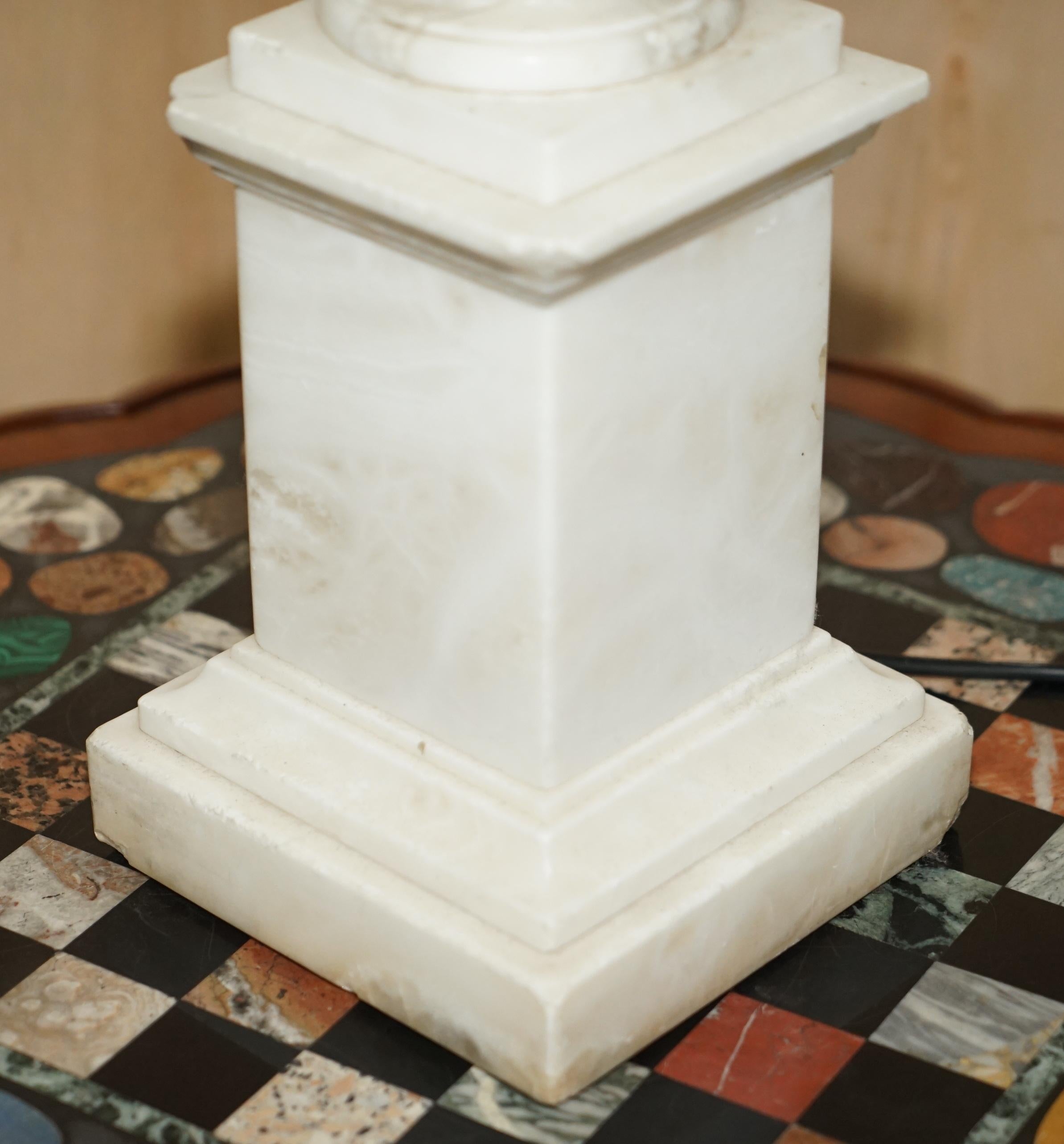 Huge 96cm Tall Antique Corinthian Pillar Italian Carrara Marble Table Lamp For Sale 1