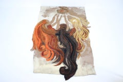 Grande arazzo in lana con disegno astratto colorato, anni '60