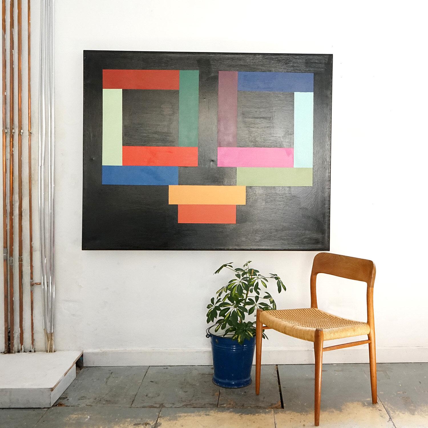 Large Abstract Minimalist Composition by Richard Sladden, Original Oil Painting For Sale 2