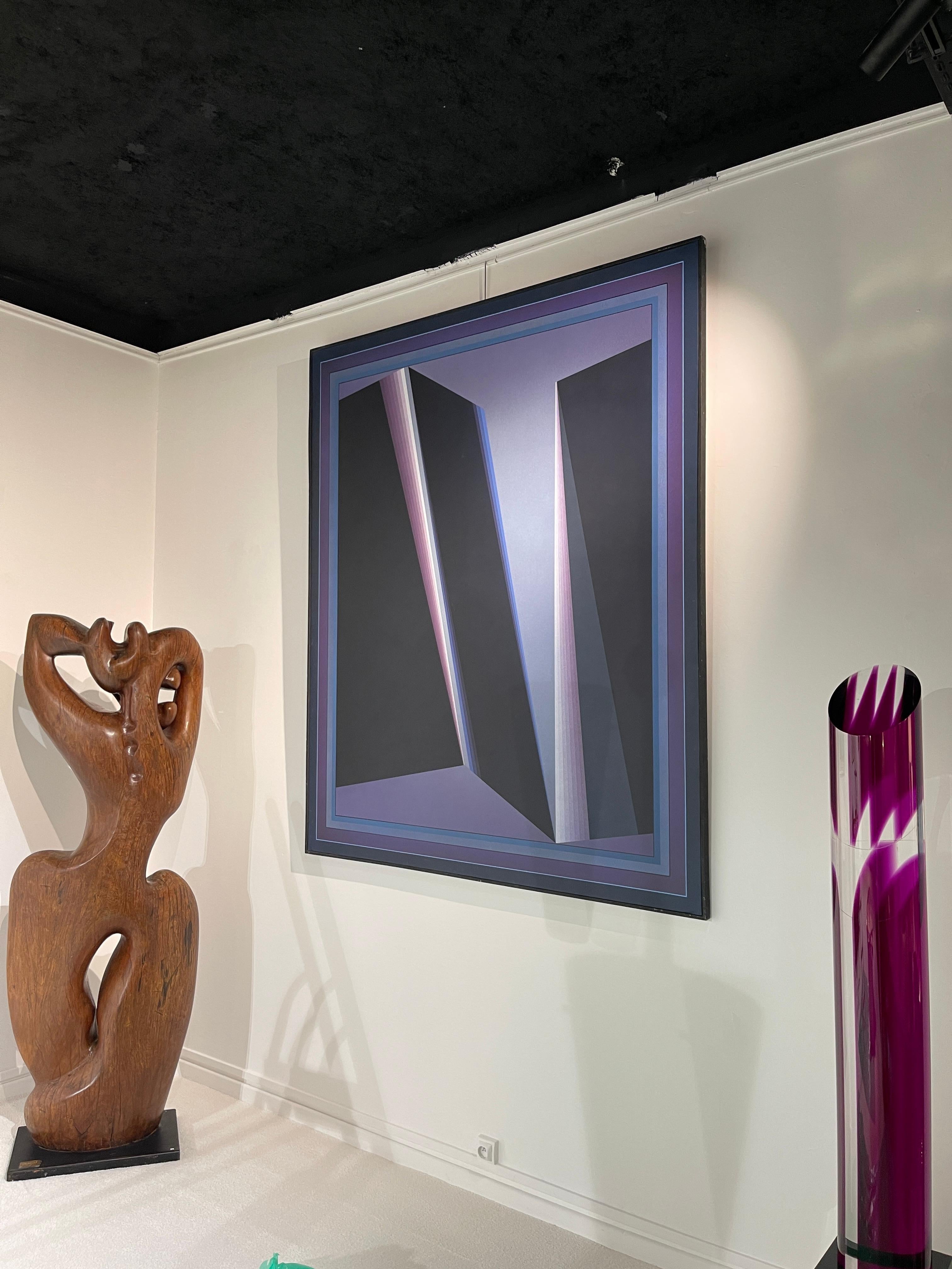 Großes abstraktes Ölgemälde auf Leinwand von Walter Strack im Zustand „Gut“ im Angebot in Bois-Colombes, FR
