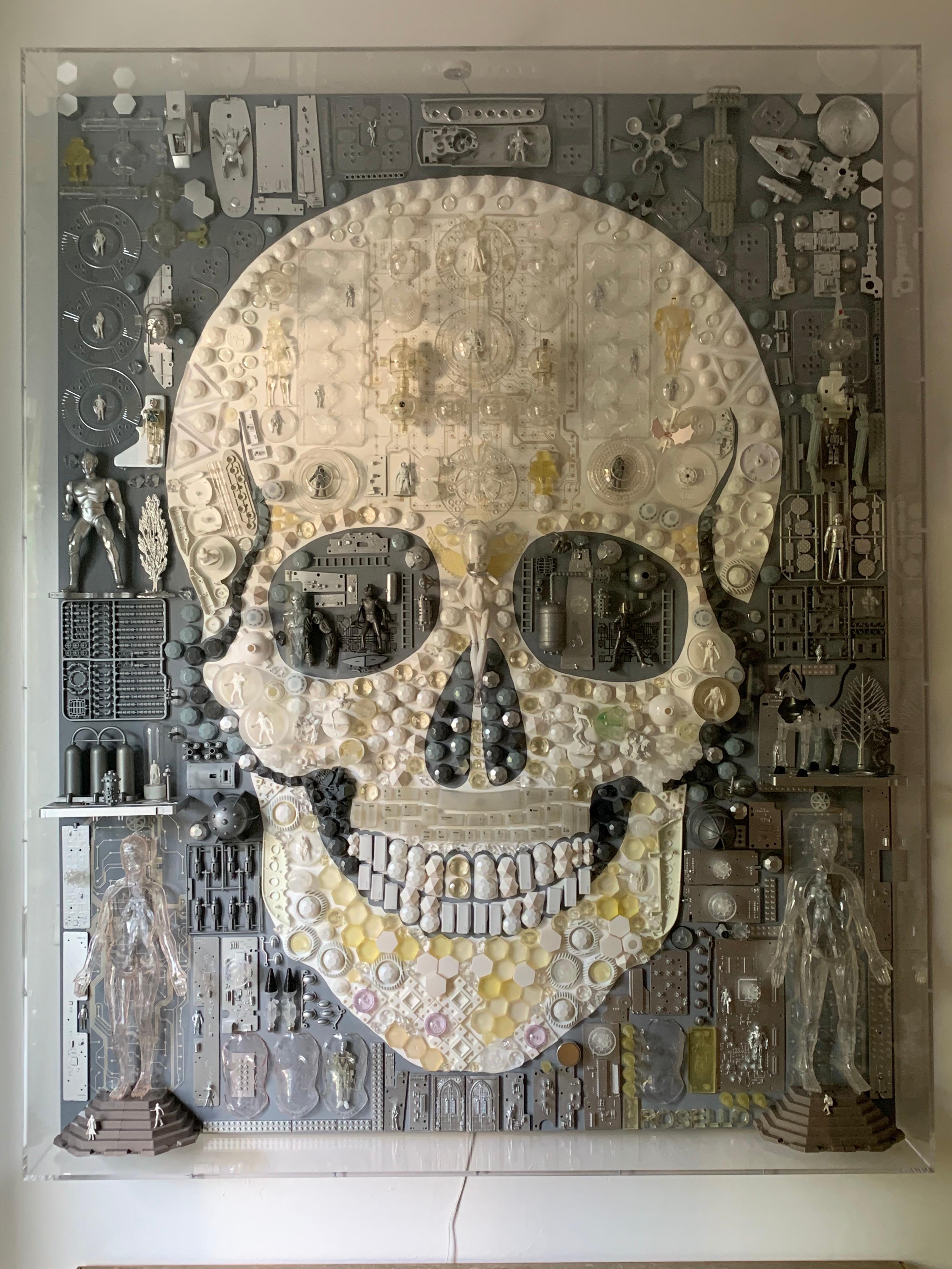 Huge Acrylic Boxed Art by Rosello “Skull” For Sale 8