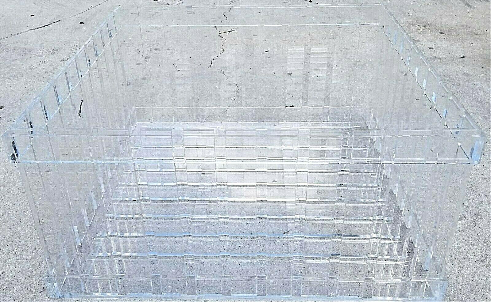 Huge Acrylic & Glass Center Cocktail Indoor Outdoor Table 3