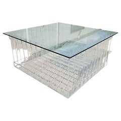 Huge Acrylic & Glass Center Cocktail Indoor Outdoor Table