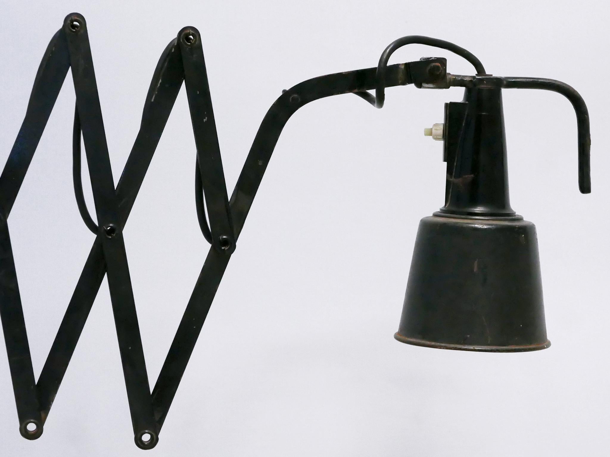 Huge Adjustable Bauhaus Scissor Wall Lamp by Wilhelm Bäder Germany 1930s For Sale 6