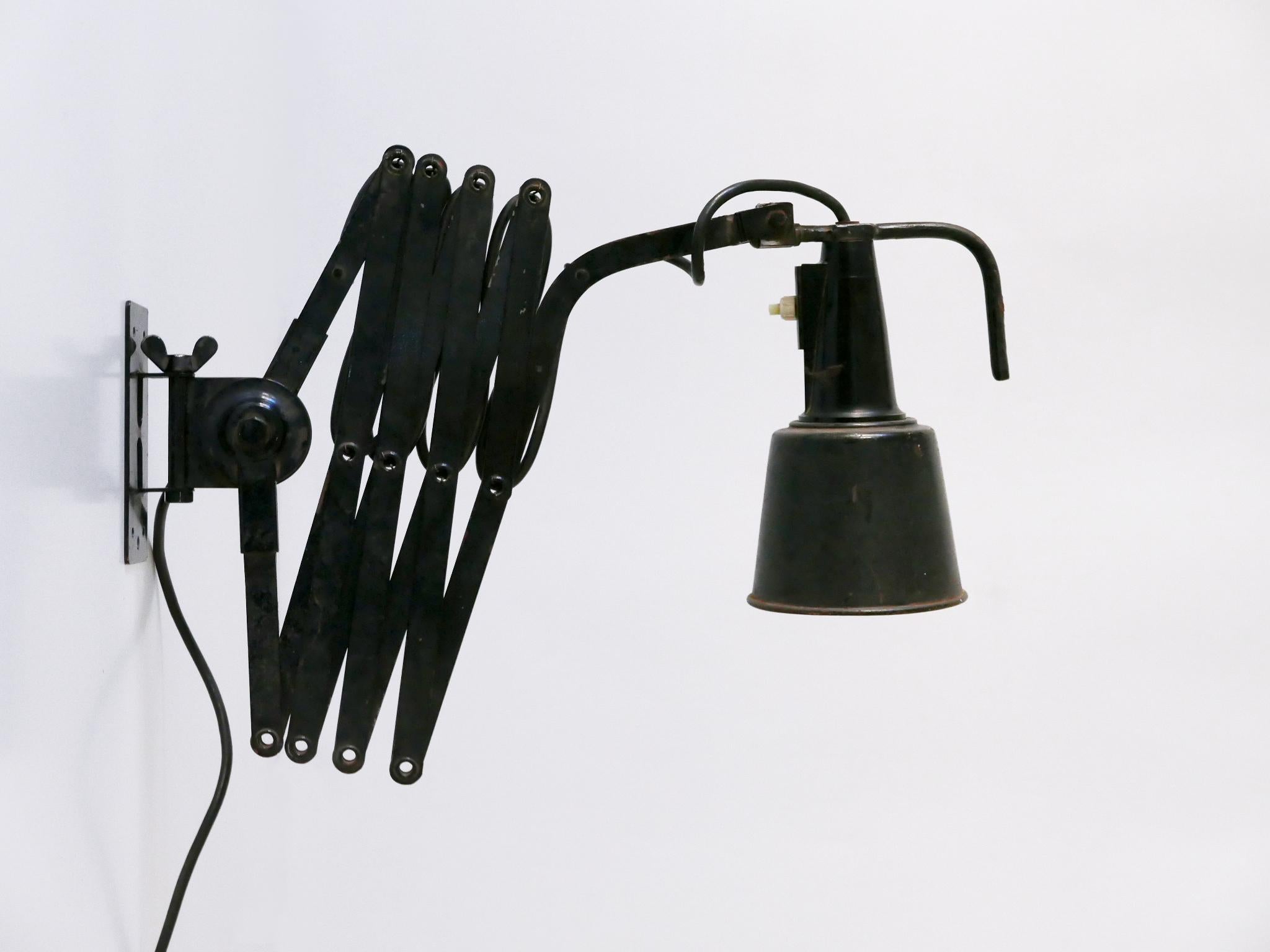 Huge Adjustable Bauhaus Scissor Wall Lamp by Wilhelm Bäder Germany 1930s For Sale 8