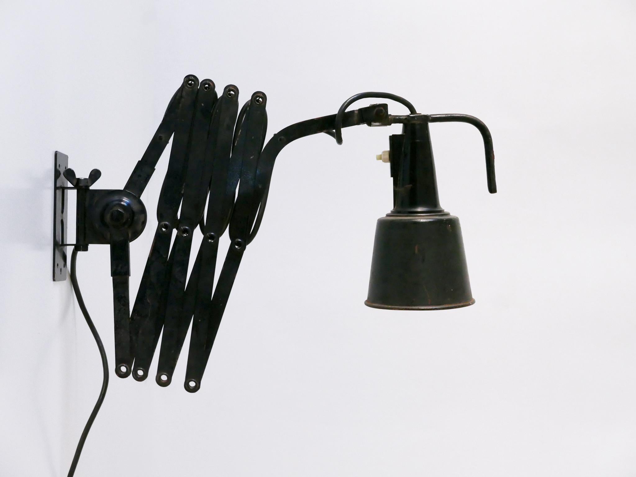 Huge Adjustable Bauhaus Scissor Wall Lamp by Wilhelm Bäder Germany 1930s For Sale 9