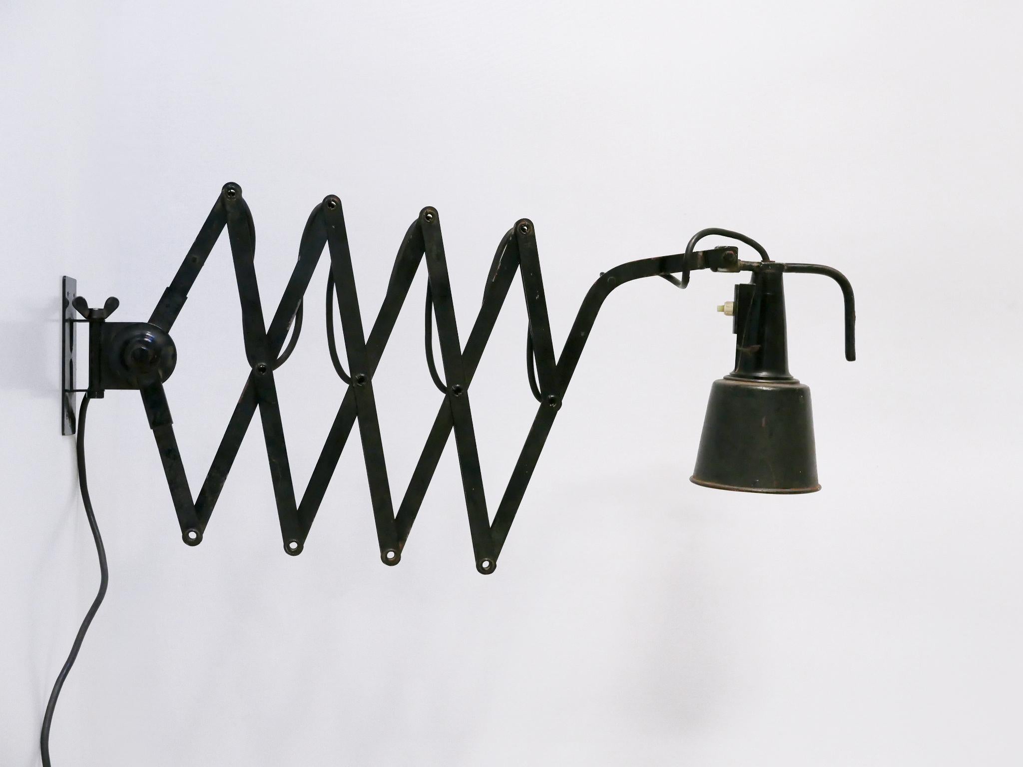 Metal Huge Adjustable Bauhaus Scissor Wall Lamp by Wilhelm Bäder Germany 1930s For Sale