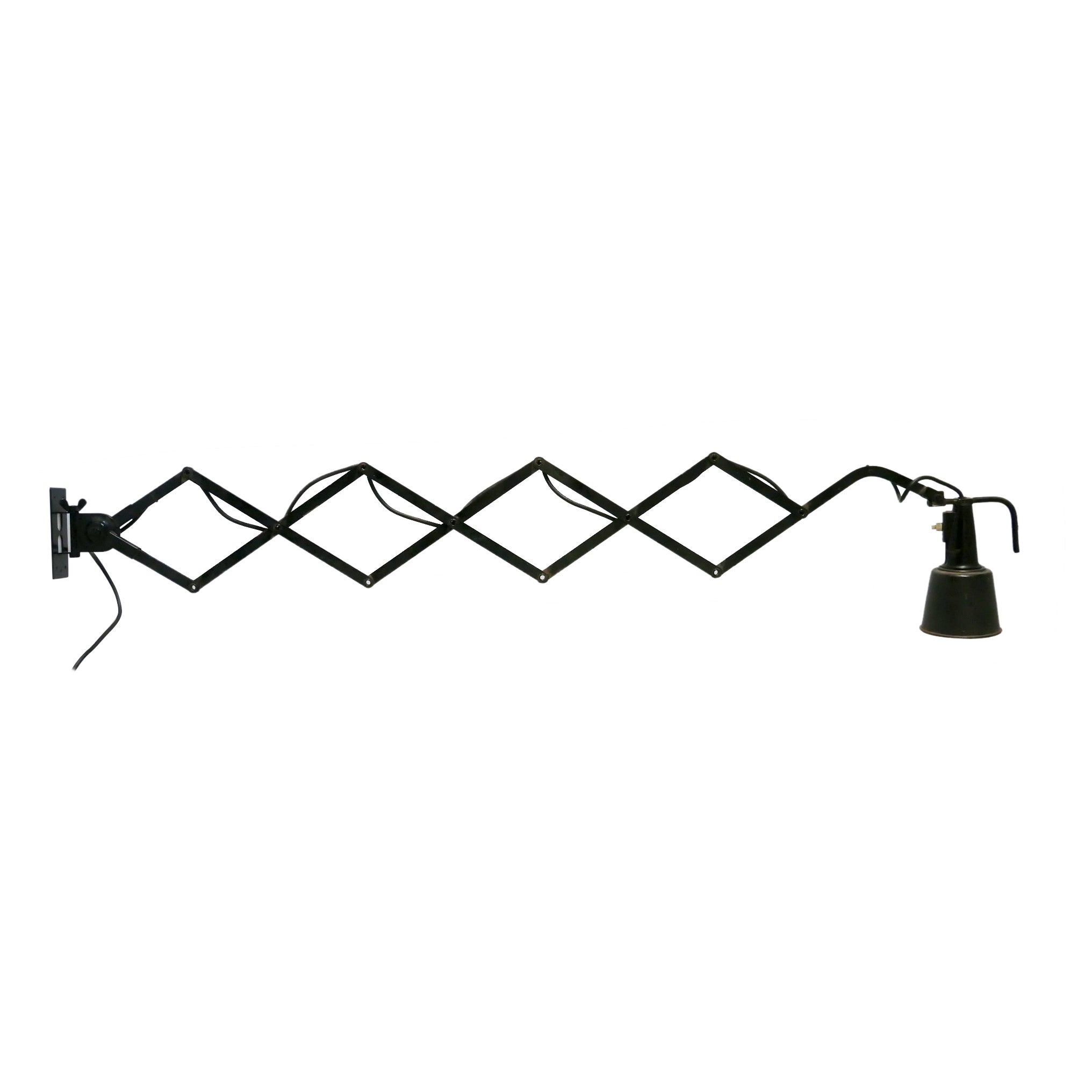 Enorme Lámpara de Pared de Tijera Ajustable Bauhaus de Wilhelm Bäder Alemania Años 30