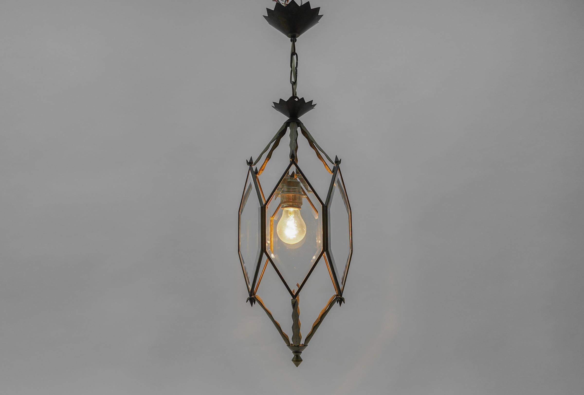 Art Nouveau Lovely Adolf Loos Lobmeyr Style Light Beveled Glass and Brass, Austria For Sale