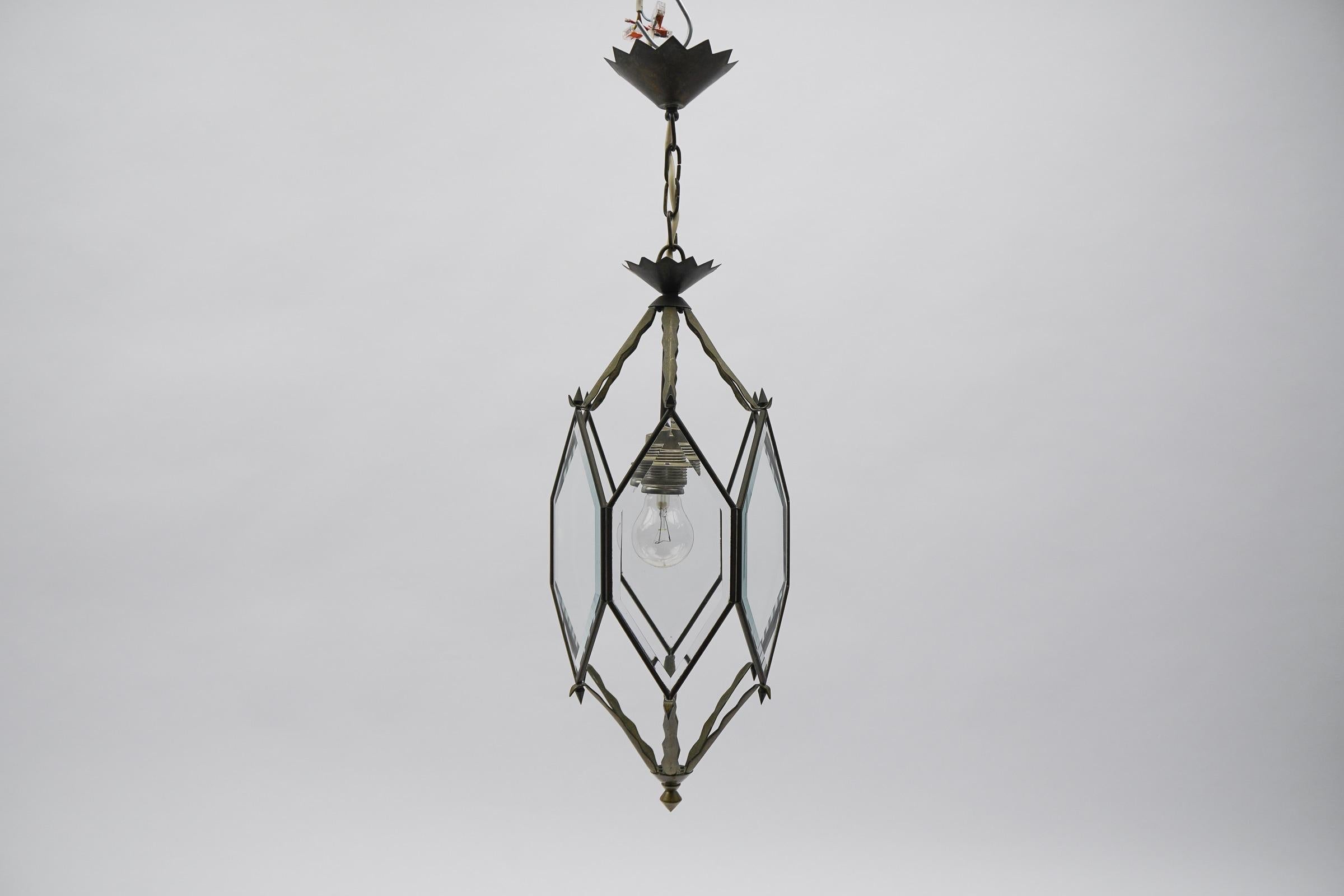 Lovely Adolf Loos Lobmeyr Style Light Beveled Glass and Brass, Austria For Sale 1