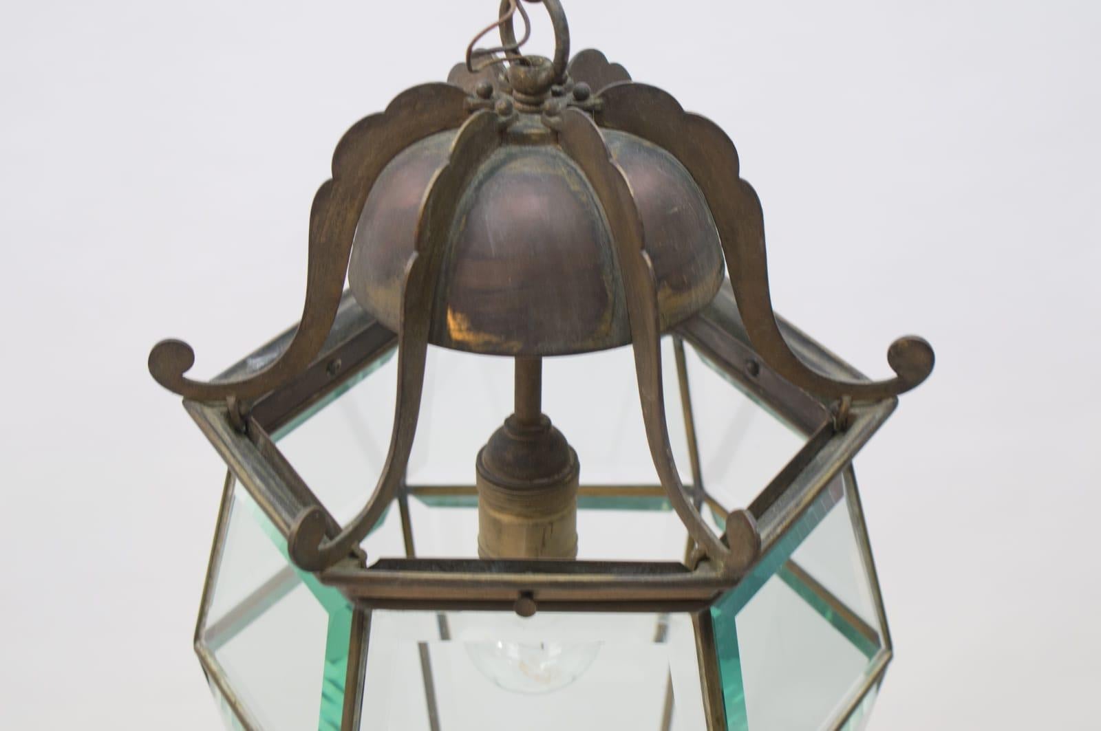 Huge Adolf Loos Lobmeyr Style Light Beveled Glass Patinated Brass, Austria 4