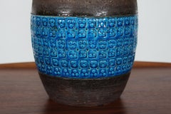 HUGE Aldo Londi für Bitossi, Tischlampe aus italienischer Keramik, blau und braun, 1960er Jahre