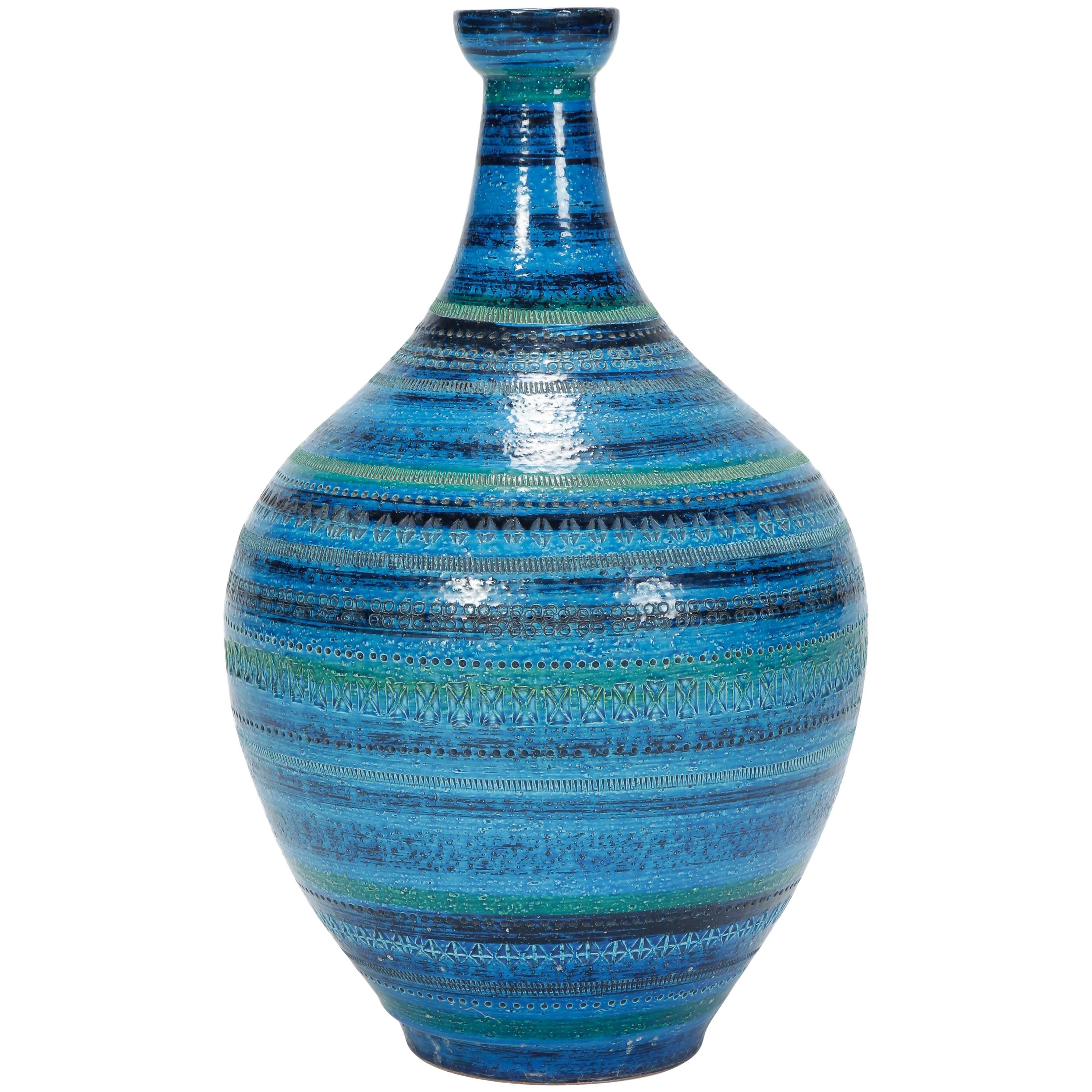Huge Aldo Londi "Rimini Blu" Vase Bitossi, 1960s For Sale