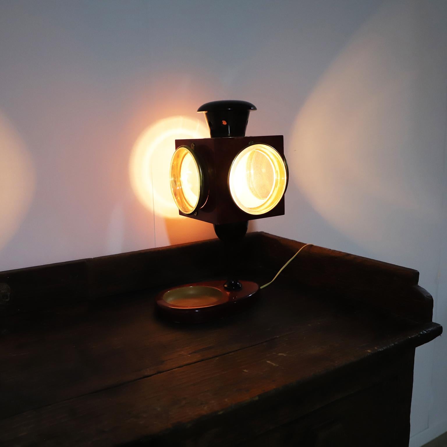 Huge Aldo Tura Red Goatskin Lantern Table Lamp For Sale 1