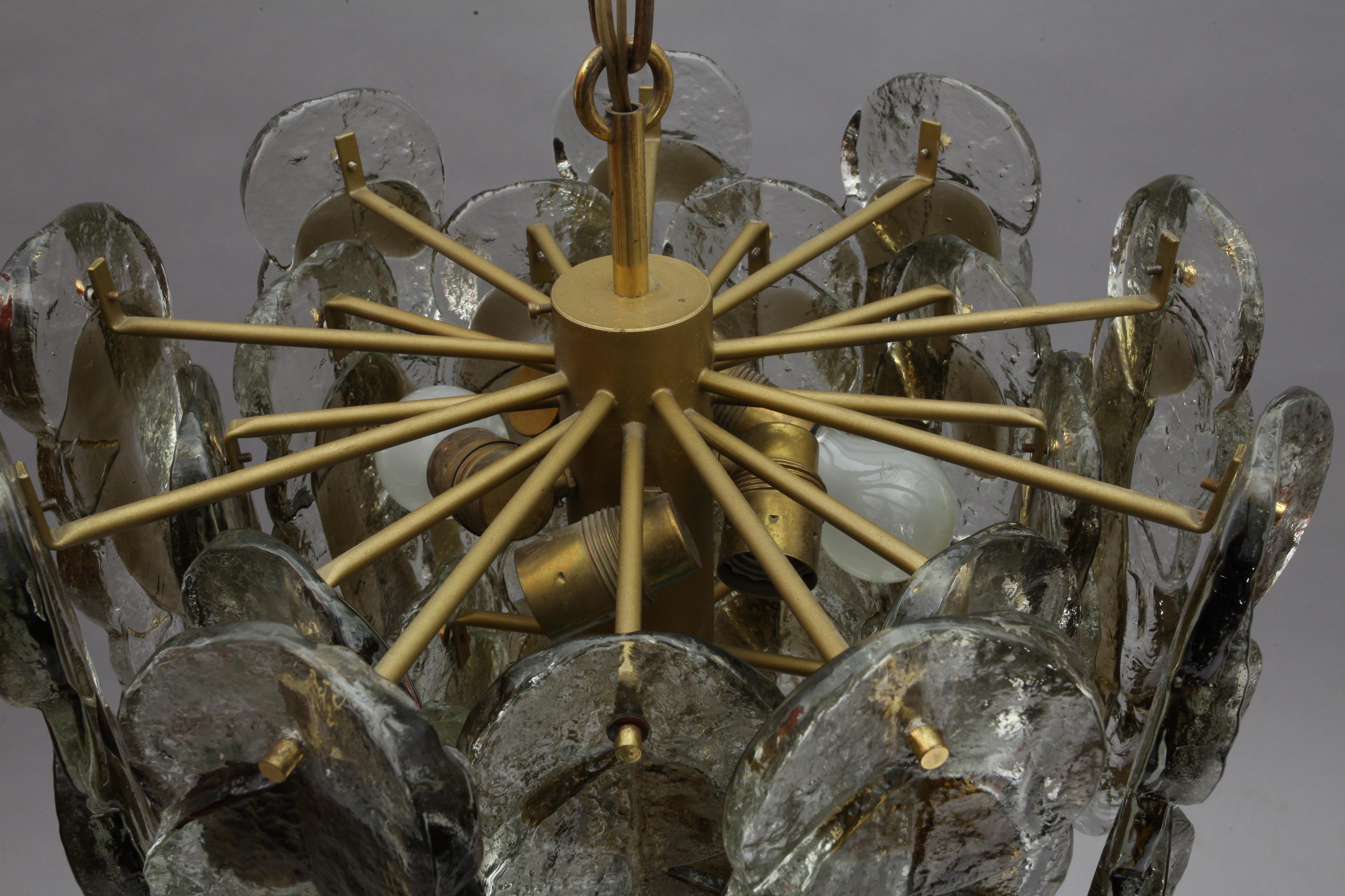 Mid-Century Modern Huge Amazing Frozen Glass Hanging Lamp Modell Citrus by J. T. Kalmar, Austria