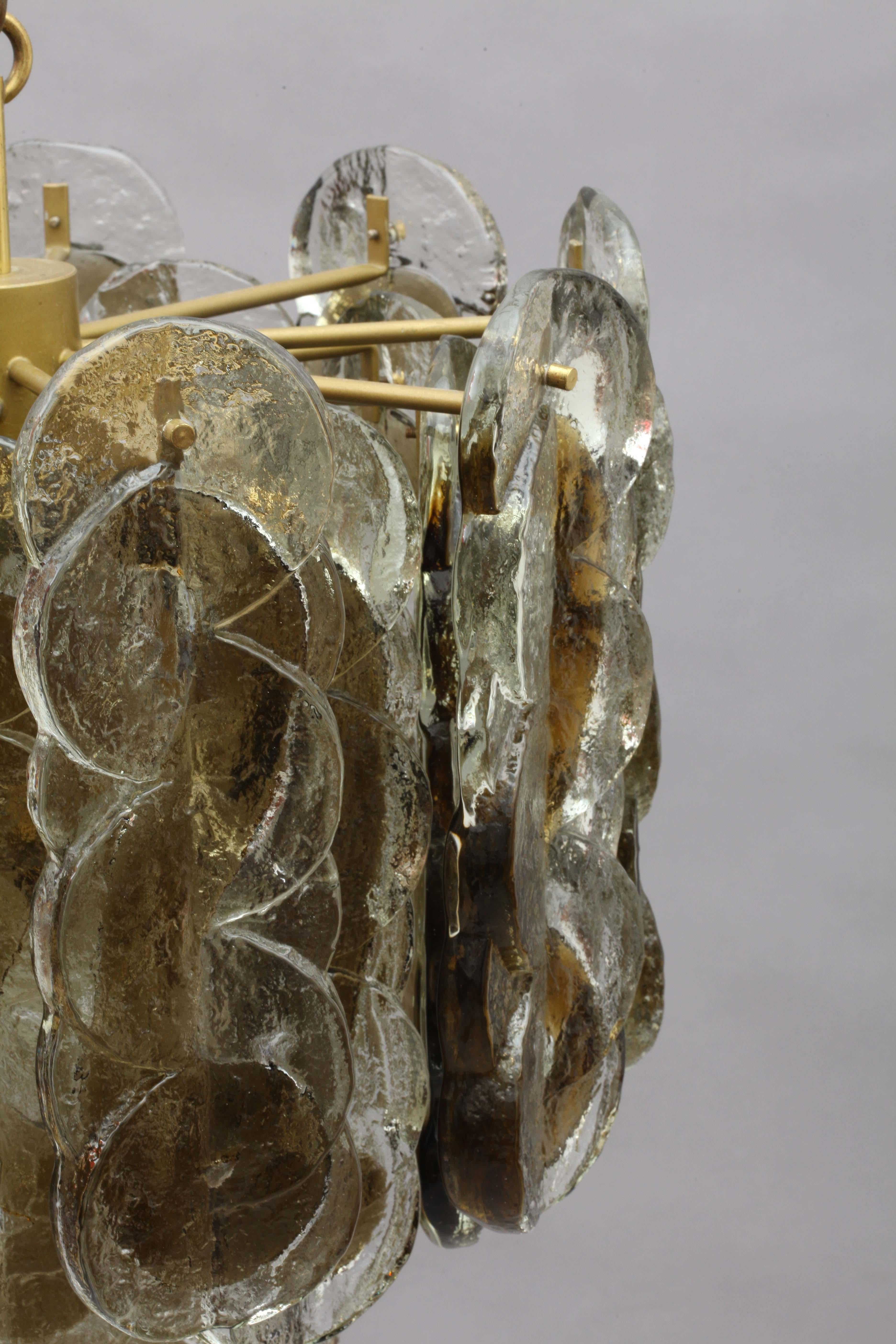 Austrian Huge Amazing Frozen Glass Hanging Lamp Modell Citrus by J. T. Kalmar, Austria